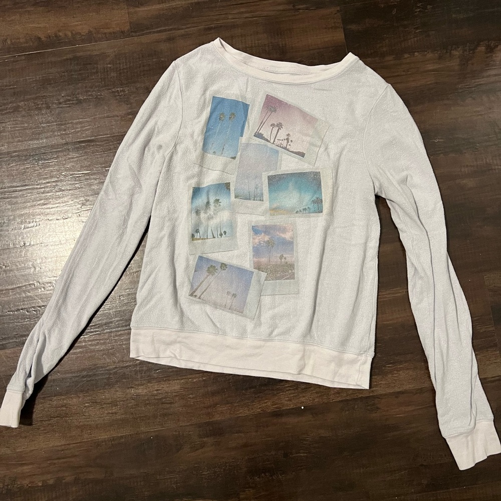 Wildfox White Long Sleeve with Pastel Graphics